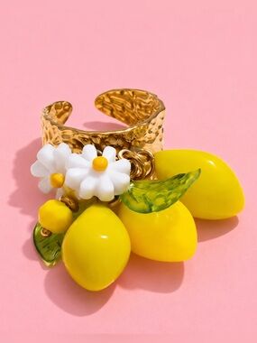 Lemoncelli Gold Summer Charms Ring